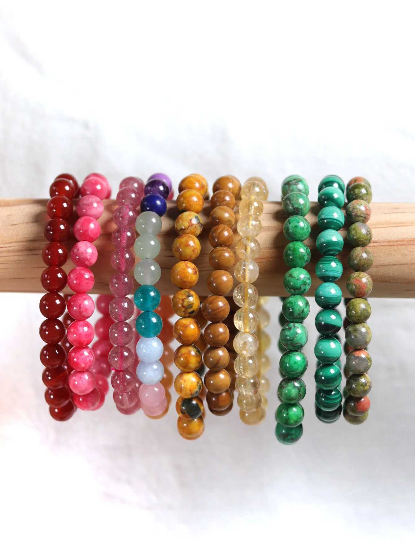 1 Bohemian minimalist natural gemstone 8MM round bead bracelet suitable for womens daily wear holiday parties W240913