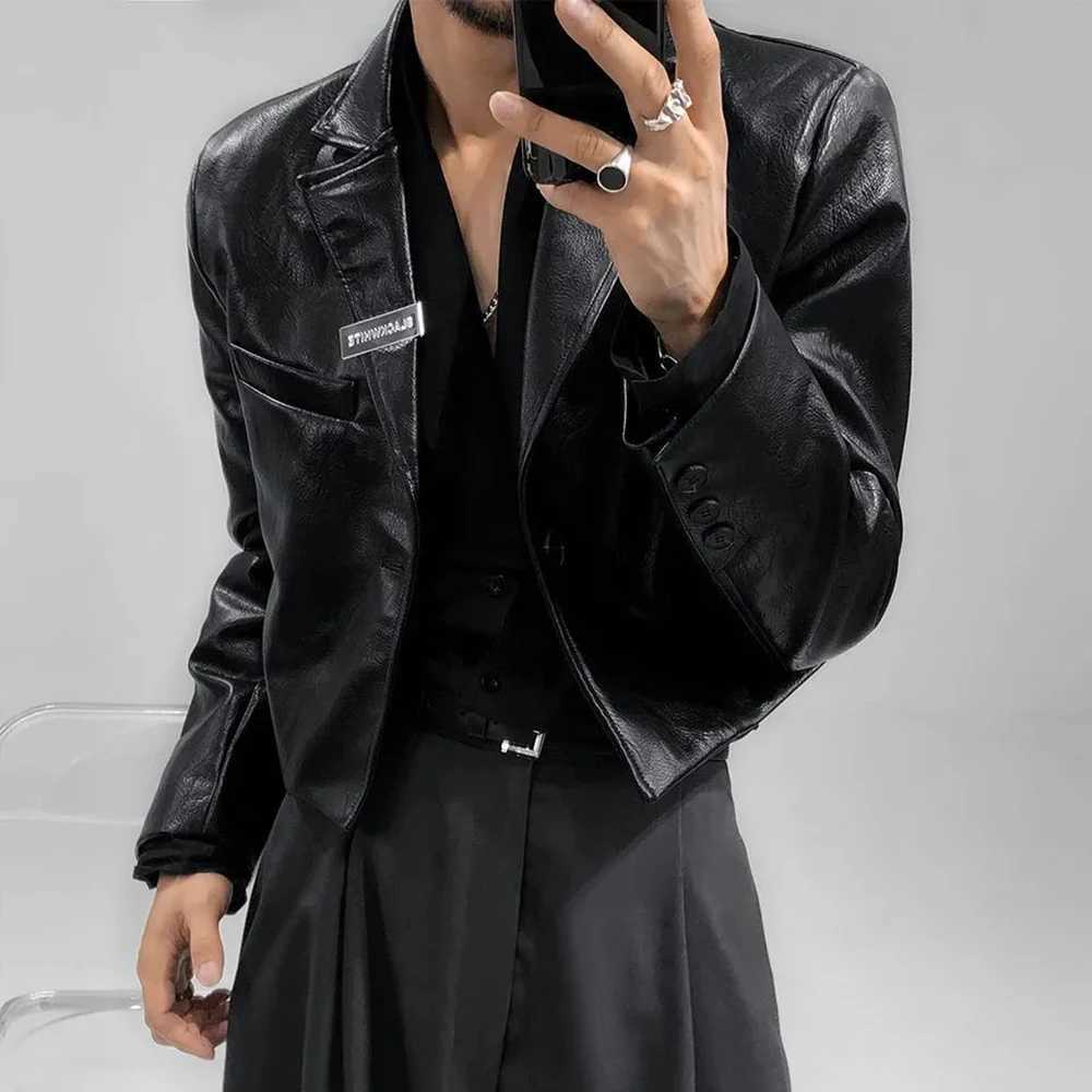 Mens Autumn And Winter Elegant British Casual Street Leather Clothing Unisex Short Leather Jacket MenS Long-Sleeved SuitX240913