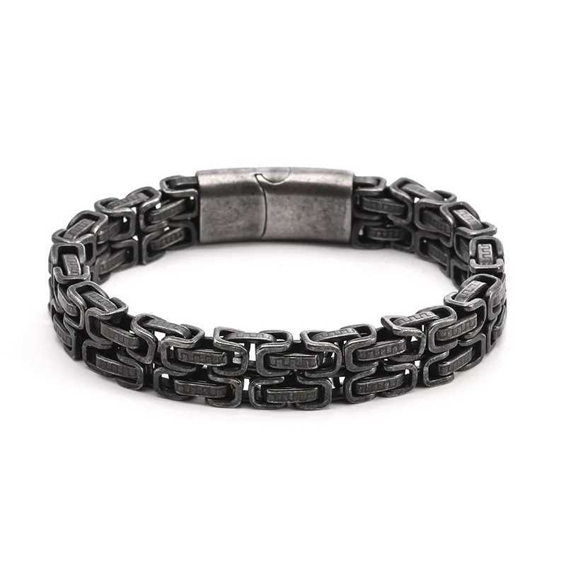 316L Stainless Steel Simple Hip Hop Thick Byzantine Bicycle Chain Bracelet for Men Women Kpop Gift JewelryX240913