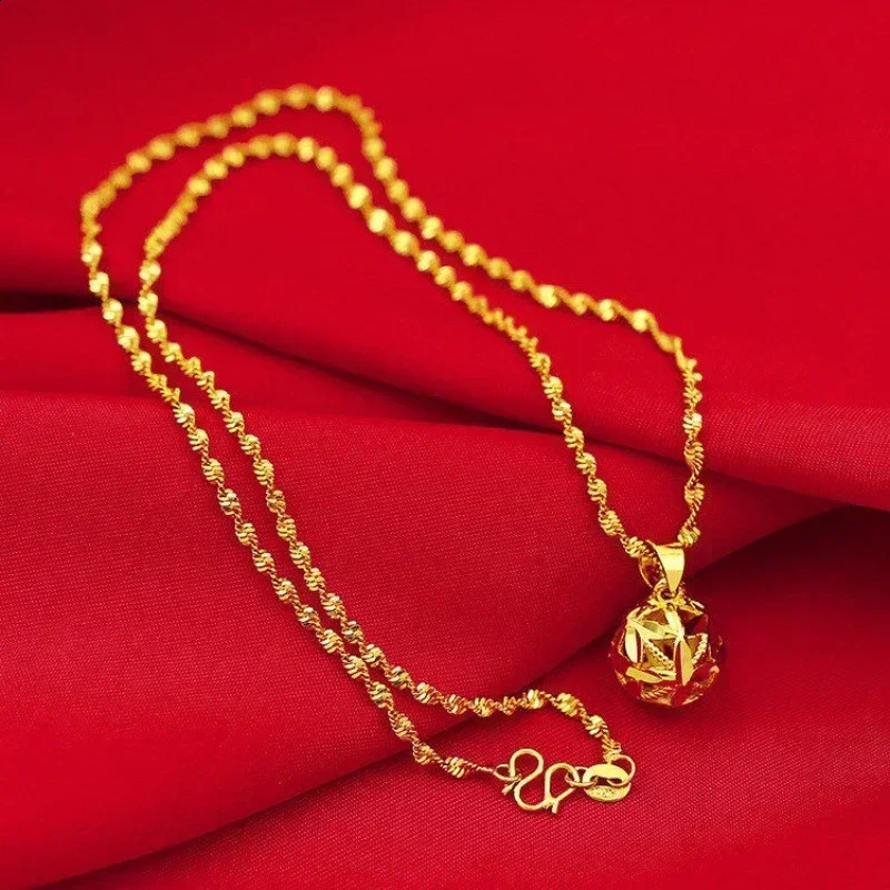 24K solid gold necklace AU750 fashion and versatile chain clavicle 999 pendant as a gift for your girlfriend 240912