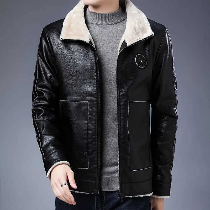 2023 Men Winter New Leather Jackets Autumn and Winter Fur Coat with Fleece Warm Fur Pu Jacket Biker Warm Leather CSL559 4XLX240913