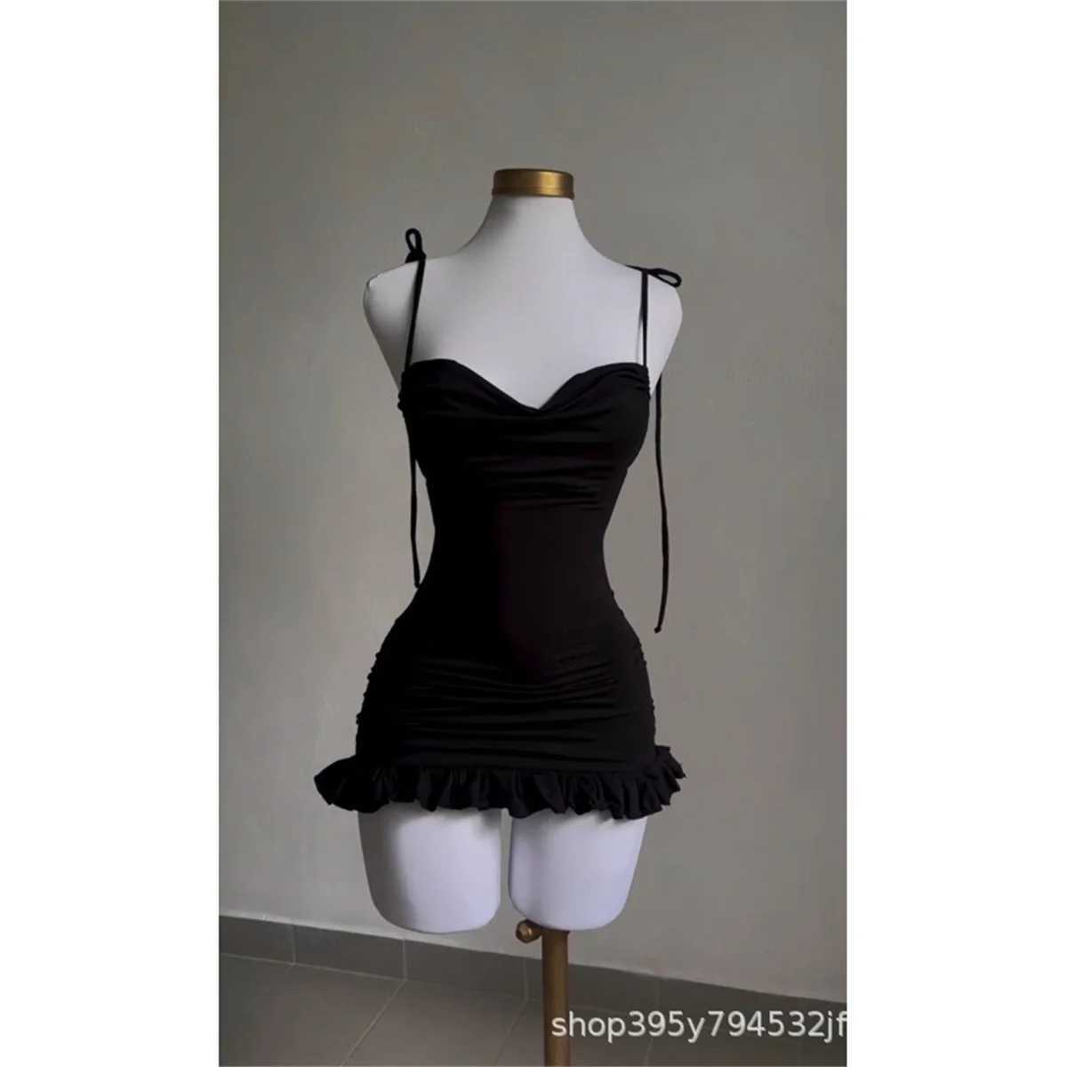 Summer sexy mini dress womens sleeveless streetwear with backless body folding split dress party club elegant A-Line dress W240913
