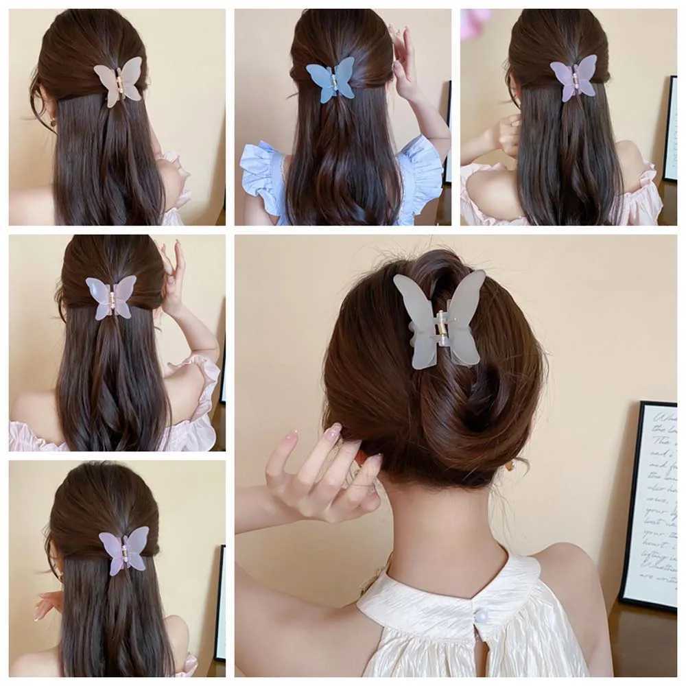 Acrylic Hairpin Frosted Butterfly Hair Claw Banana Clip Animals Butterfly Hair Clip Headdress Grab Clip Large Shark ClipX240912
