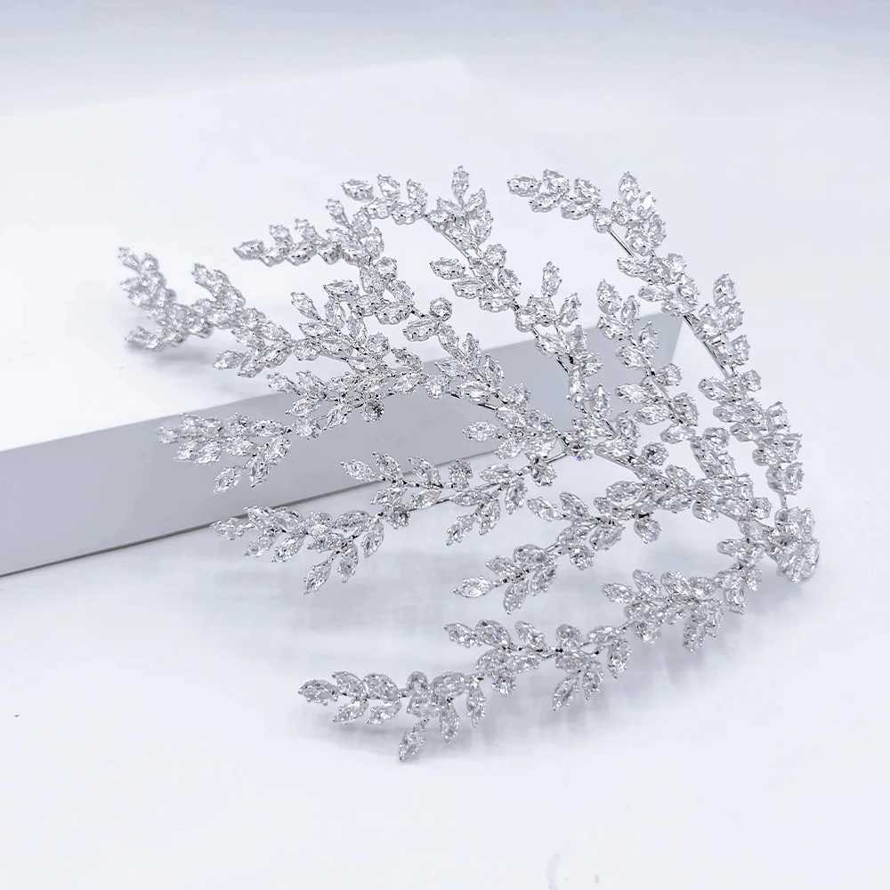 Fashion Zircon Leaf Hair Comb Wedding Accessories for Women Charms Prom Princess Bridal Headpieces Crystal Headband JewelryX240913