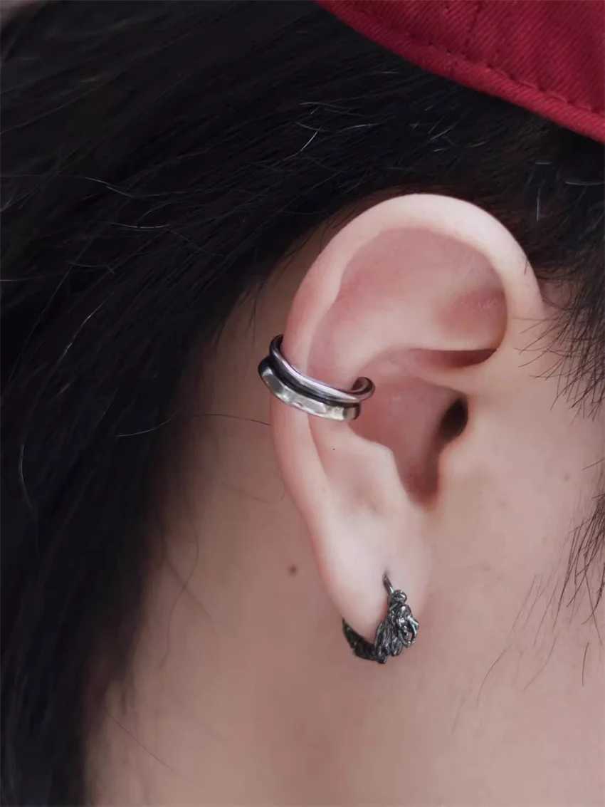 Streamline Side Drop Glaze Ear Bone Clip with Trendy Hip-Hop Open Ear Clip Without Ear Hole Fashionable Charm for Men and WomenX240913