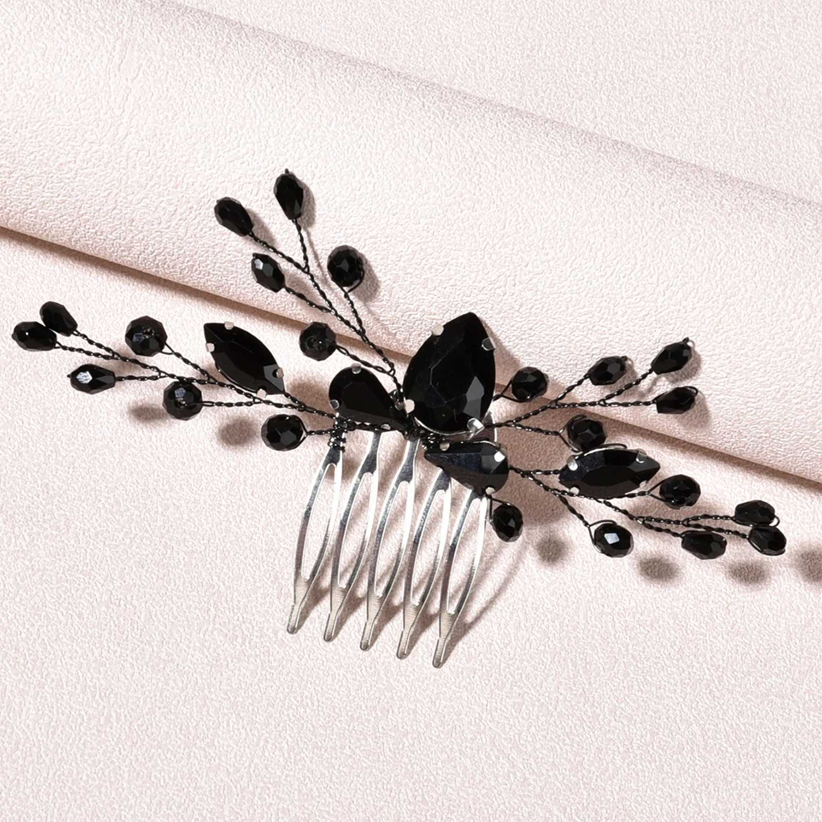 Fashion Side Hair Coombs Tiaras For Women Black Rhinestone Hairpin Hair Clips Girls Daily Headwear Fashion Wedding Bride JewelryX240913