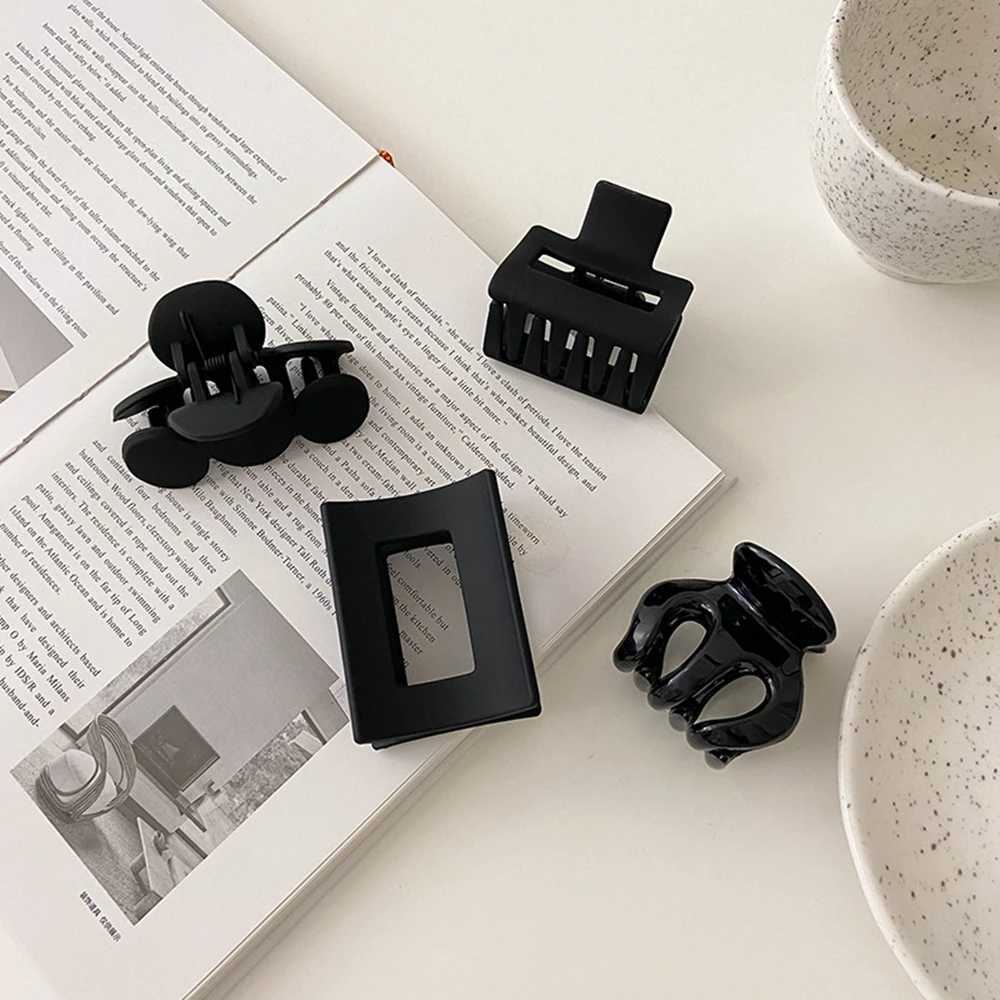 1PC Black Large Hair Claws Elegant Acrylic Hair Clip Hairpins Barrette Crab Claw Clips Headwear For Women Girls Hair AccessoriesX240912