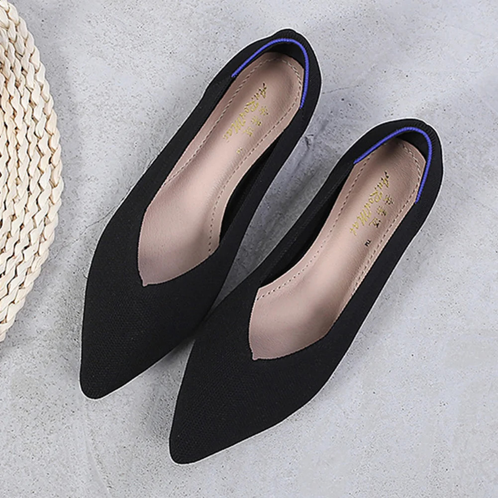 Women Slip-On Pointed Toe Ballet Flats Washable Knit Dress Shoes Comfortable for Dr Wedding Work Office 240904