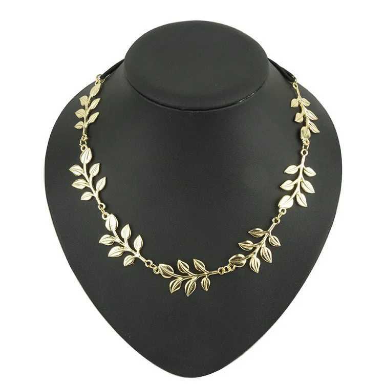 New Headband Fashion Gold Color Leaves Elastic Women Cute Solid Bride Hair Band Wedding Hairwear Party gift Jewelry A5047X240913