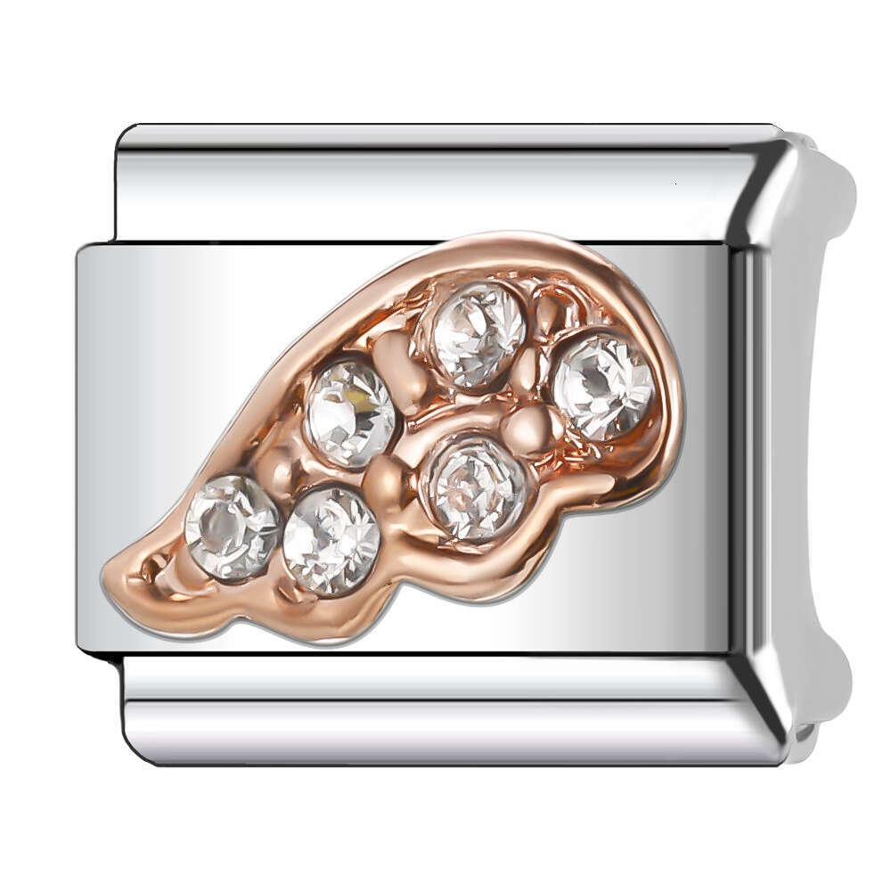 2024 Women's Gift Angel wing with shine stone charms Fit 9mm Stainless Steel Italian Charms Bracelet Links Beads DIY Bracelet With Italian Style 