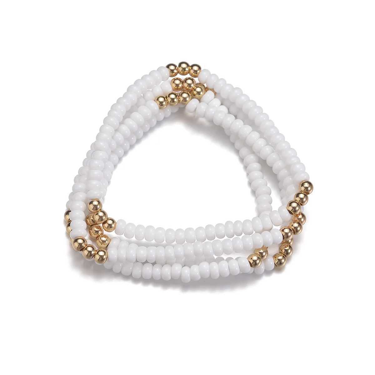 Fashionable and minimalist vacation style available in black and white resin bead bracelet elastic rope jewelry gift W240913