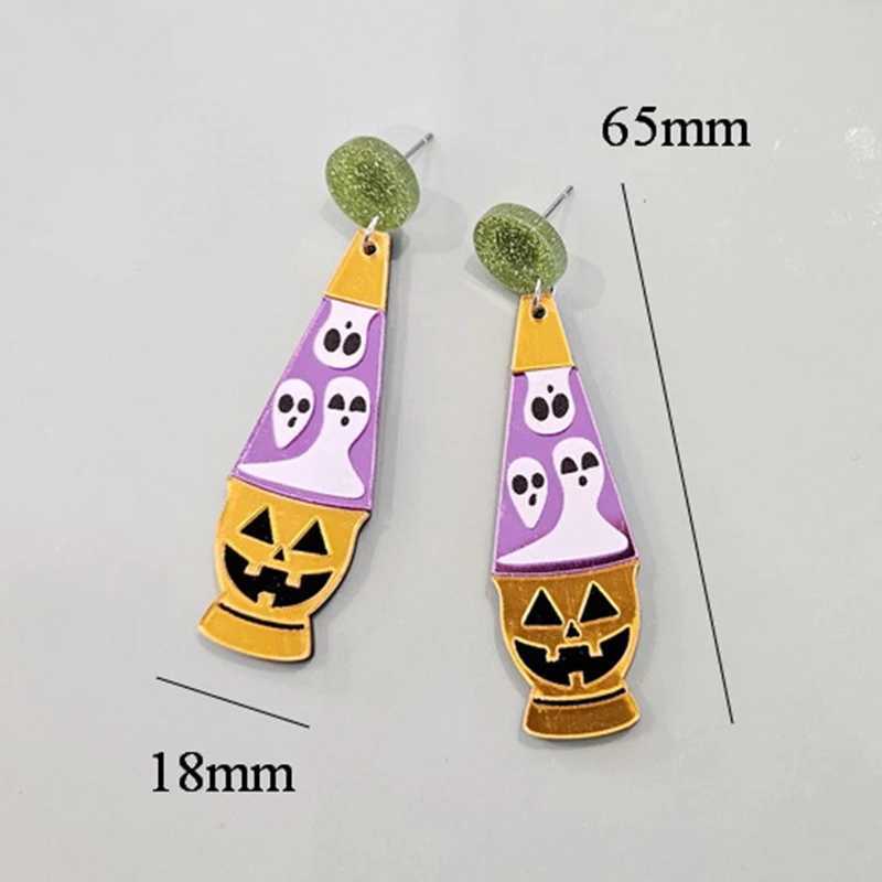 Dangle Chandelier 2024 New Lamp Halloween Earrings Women Hallowmas Pumpkin Ice Cream Cone Black Cat No Feet Specter Acrylic Drop Earring H240913