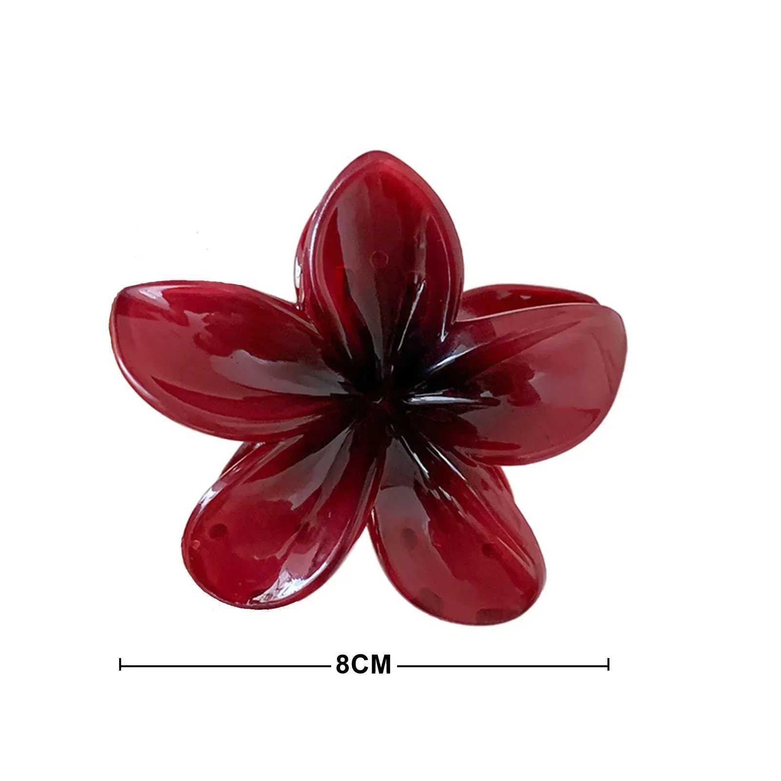 LATS Red Flower Hair Clips for Women Trendy Sweet Hair Claws Crab Clamp Barrettes Mujer Hawaiian Headwear Girls Hair AccessoriesX240912