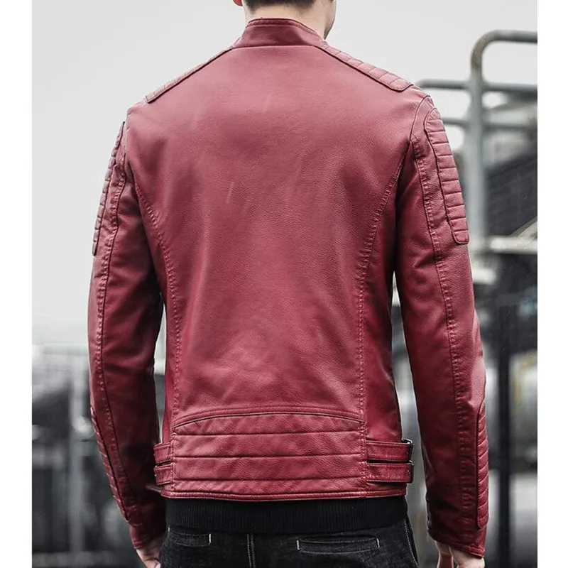 2023 Mens Slim Fit Jacket Fashion Solid Color Motorcycle Winter Jackets chaqueta hombre Windproof Black Leather Jackets S-3XLX240913