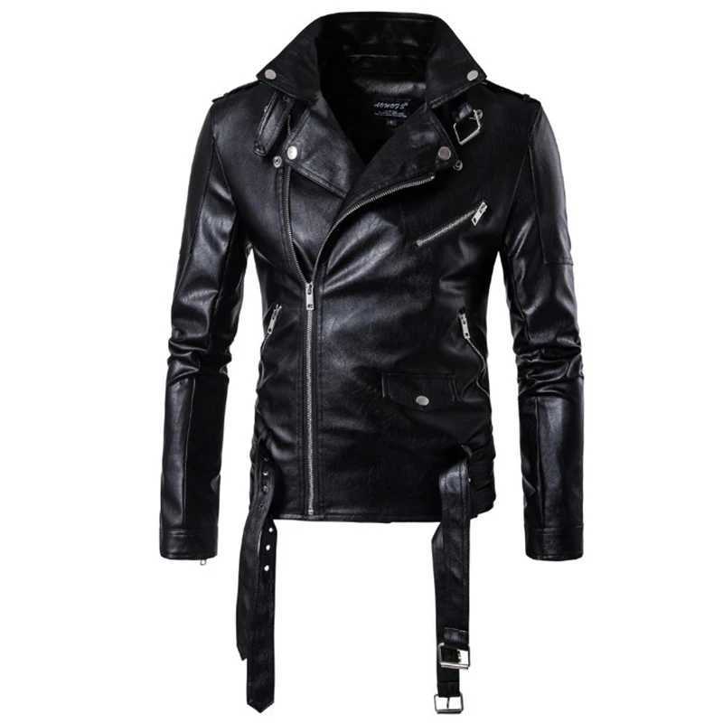 2022 New Motorcycle Pilot Leather Jacket Fashion Brand Mens Designer Punk Wind Oblique Zipper Design Mens Leather Jacket CoatX240913