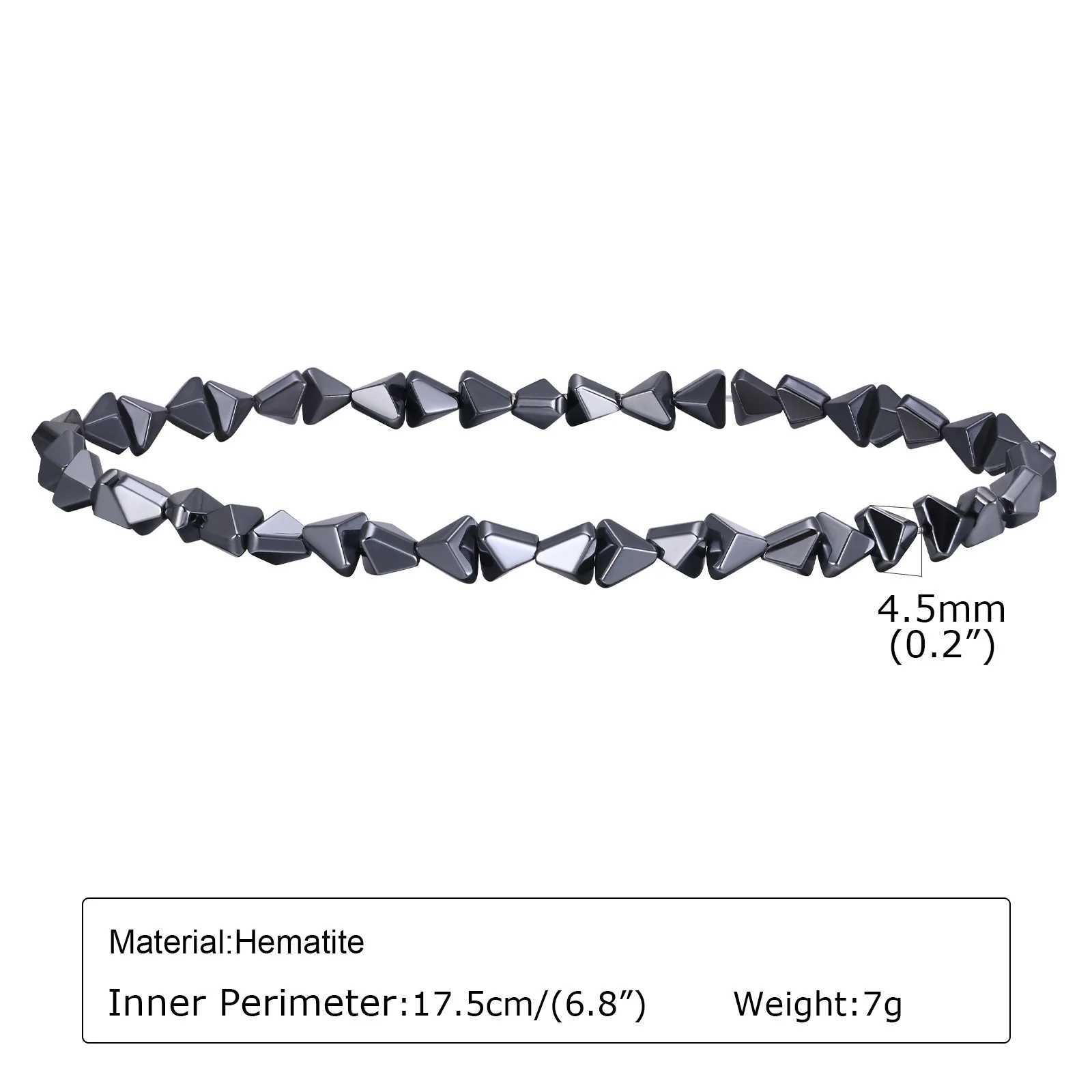 Vnox Stylish Black Triangle Beads Bracelets for Men Women Stretch Unisex Gallstone Handmade Hematite Wristband JewelryX240913