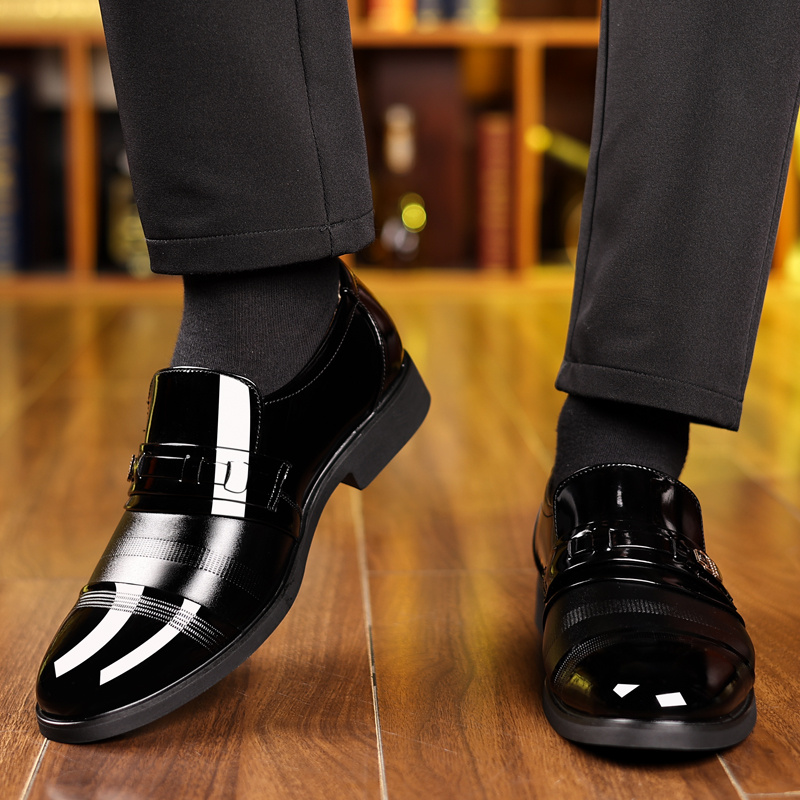 Man Flat/6cm Dress Elevator Shoes Patent Leather Formal Pointed Business Shoes Men Oxfords Suit Shoes Height Increasing Loafers