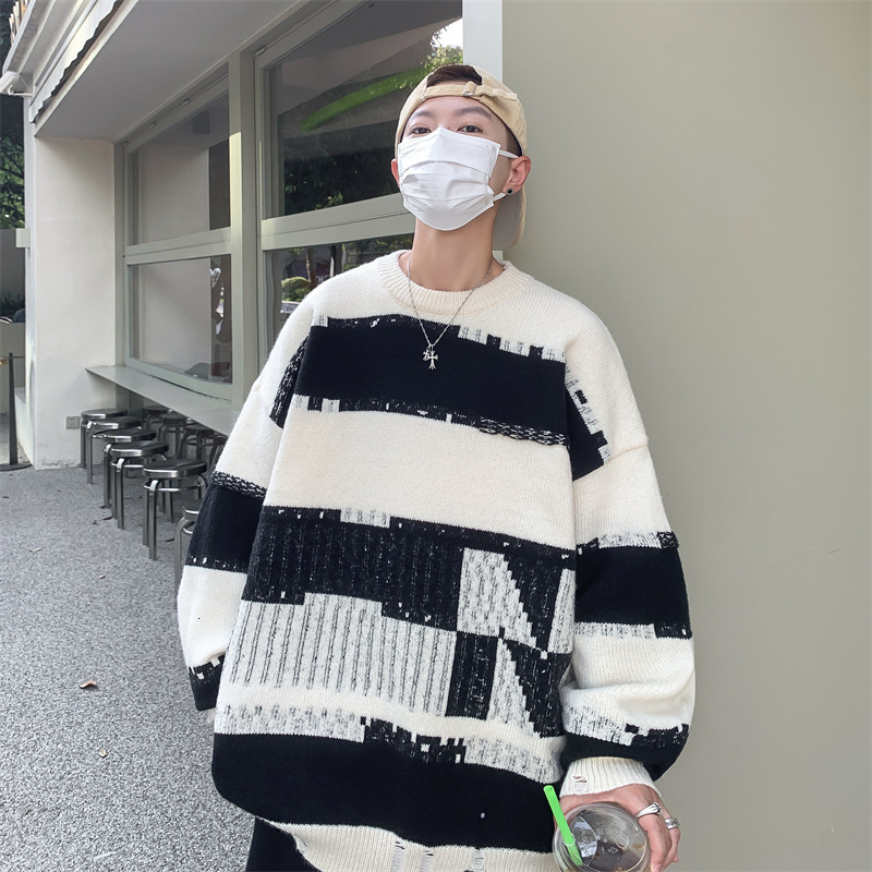 Men Sweaters Sweater Japanese Lazy Retro Mens Autumn Winter Vintage Coat Trendy Brand Knitted Sweater Mens crew neck sweater