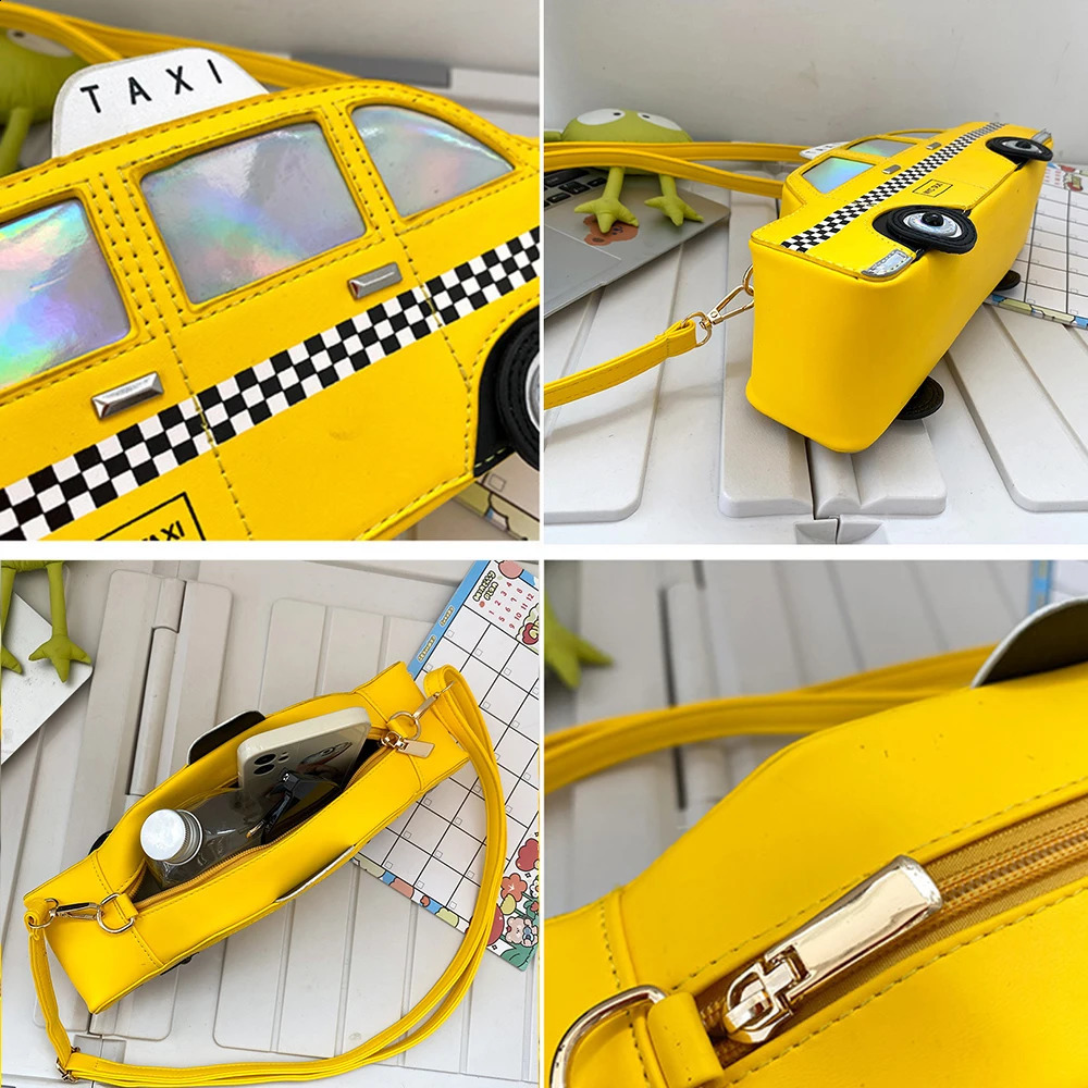Interesting York taxi womens cross shaped bag fashionable car shaped shoulder bag Harajuku handbag and wallet girl handbag 240907
