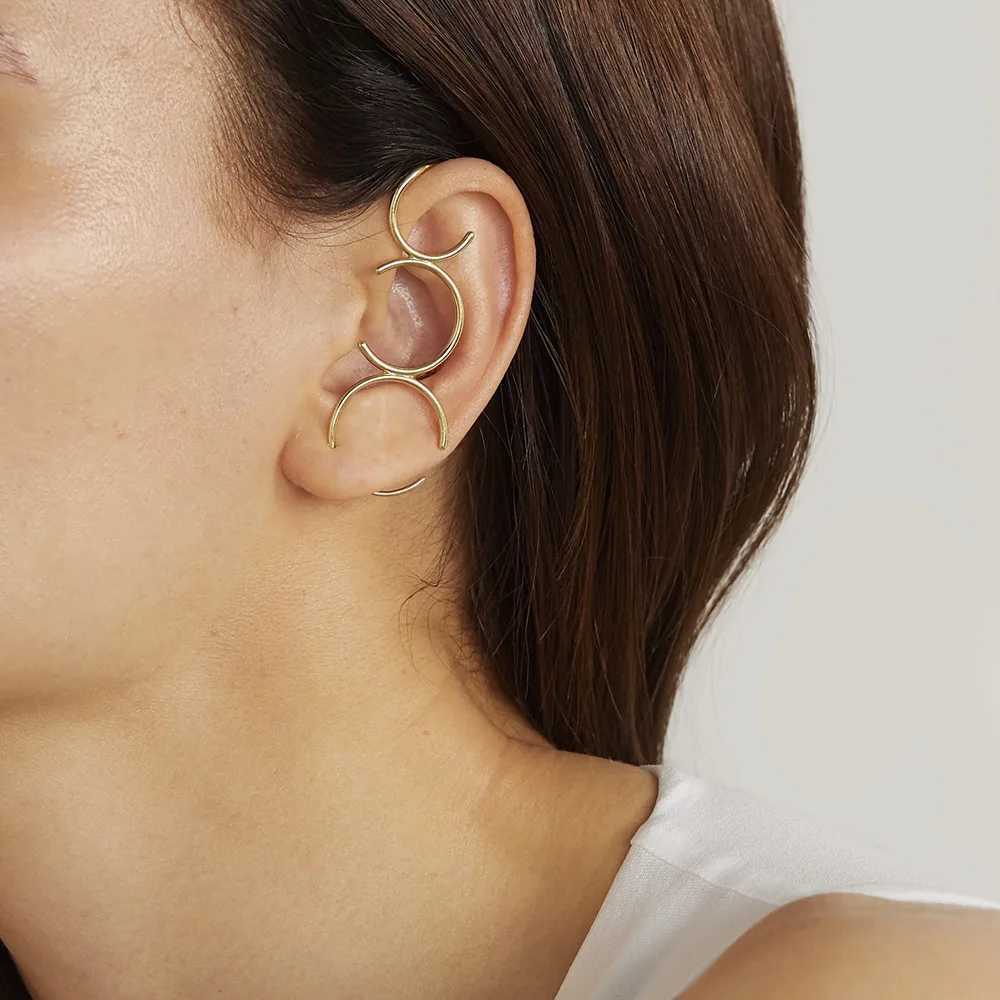 VG 6YM Rainbow Circle Big Unusual Cuff Earring Colorful Rhinestone C Shape Long Piercing Clip Earrings For Women Jewelry 2021X240913