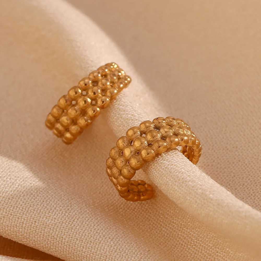 Stainless Steel Mini Three Rows Beads Clip Earrings High Quality Metal Minimalist Trendy Fashion Jewelry WomenX240913