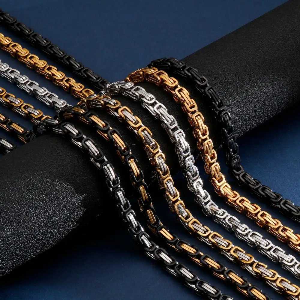 New Trend 4/5/6/8mm Width Royal Box Chain Necklace For Men Male Stainless Steel Long Necklace Personalise Jewelry Boyfriend GiftX240913