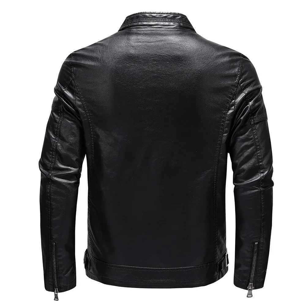 2024 Mens Autumn/Winter New Collection Mens PU Leather Jacket Short Style Stand up Collar Youth Motorcycle Leather JacketX240913