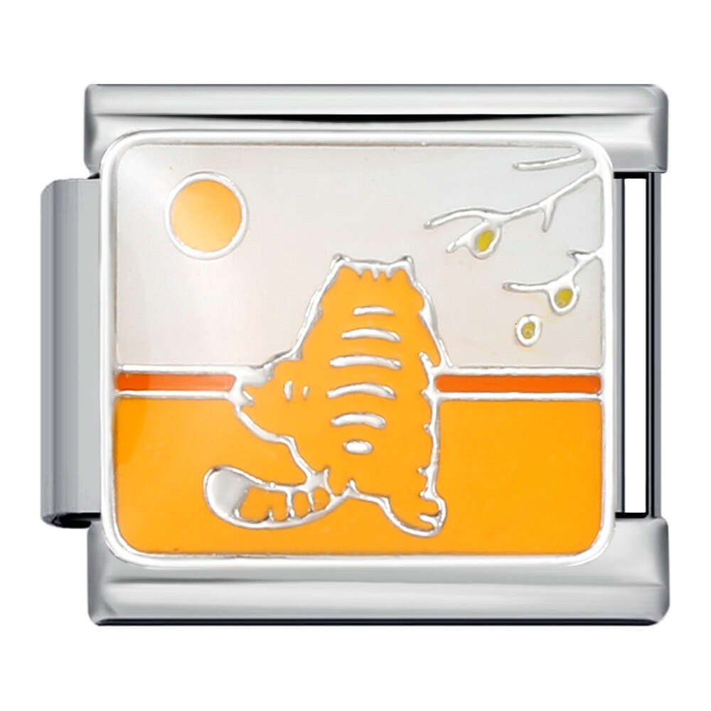 Pet Cat Dog Series Titanium Steel Welding Enamel Cartoon DIY Bead Bracelet Italian Charm Links Fit 9Mm Bracelet Jewelry DIY Making Gifts