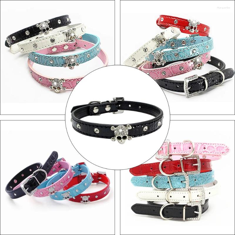 Dog Collars Halloween Skull Pet Collar Crystal PU Party Rhies Puppy Fashion Stylish