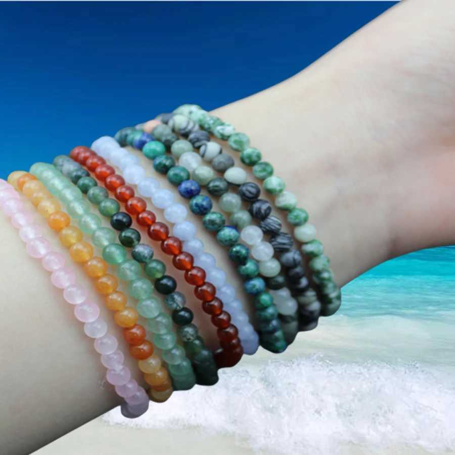 4mm Quartz Agate Bead Natural Stone Bead Bracelet Molten Rock Tiger Eye Black Agate Crystal Womens Yoga Treatment Chakra Jewelry W240913