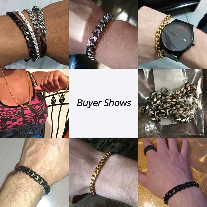 Bracelet for Men Women Curb Cuban Link Chain Stainless Steel Mens Womens Bracelets Chains Davieslee Jewelry for Men DLKBM05X240913