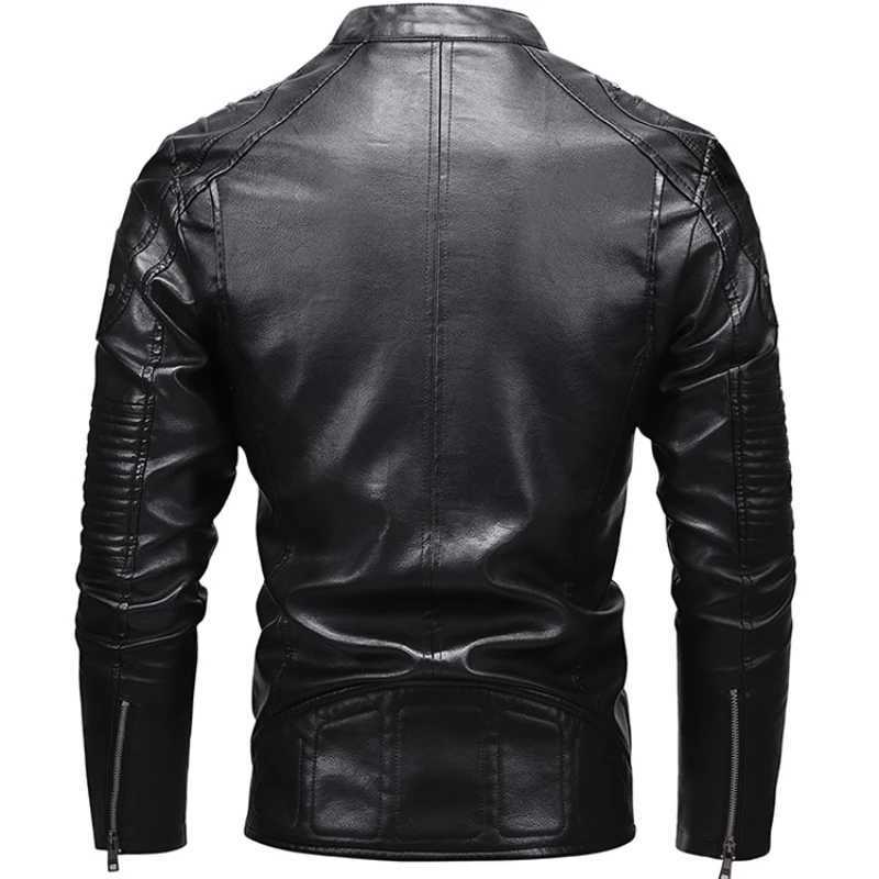 Mens Bomber Leather Jacket Outdoor Windproof and Waterproof Multi Pocket Tactical Motorcycle Lapel Top Casual Mens PU CoatX240913