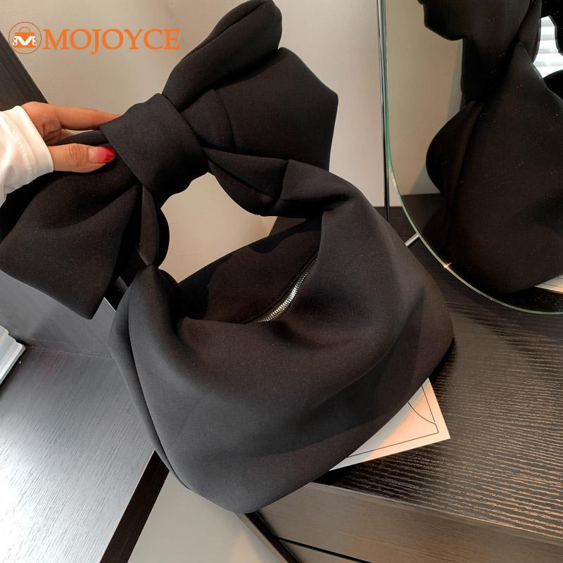 Black Women's Shoulder Bag Korean Bow Fashion Handbag Women's Canvas Large Armpit Bag 2025 Designer New Handbag Tote Bag
