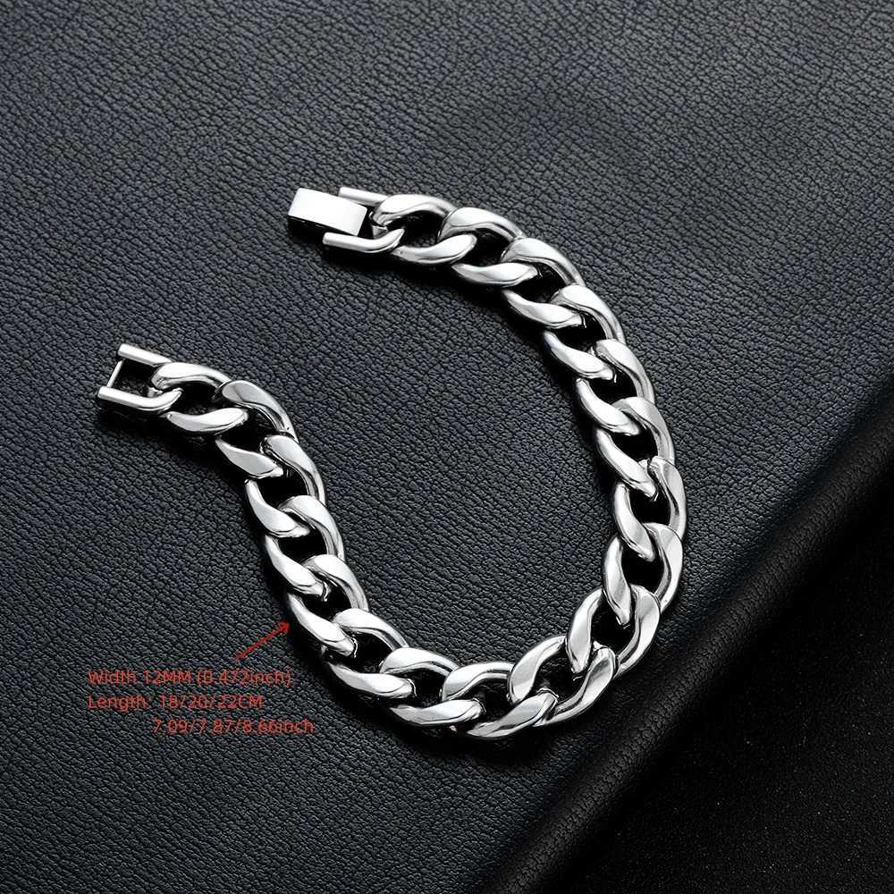 New Arrival Width 12MM 316L Stainless Steel Cuban Chain Bracelet Fashion Hip Hop Mens Jewelry Boyfriend Gift 18/20/22CMX240913