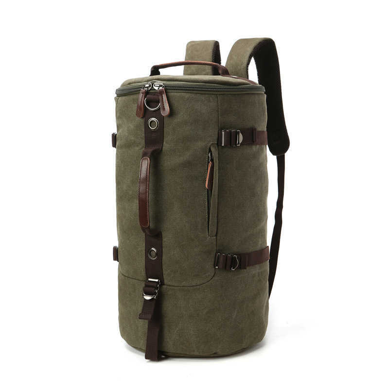 canvas cylinder bag large capacity double shoulder bag single shoulder portable messenger three-purpose bag men's Travel Backpack 240915