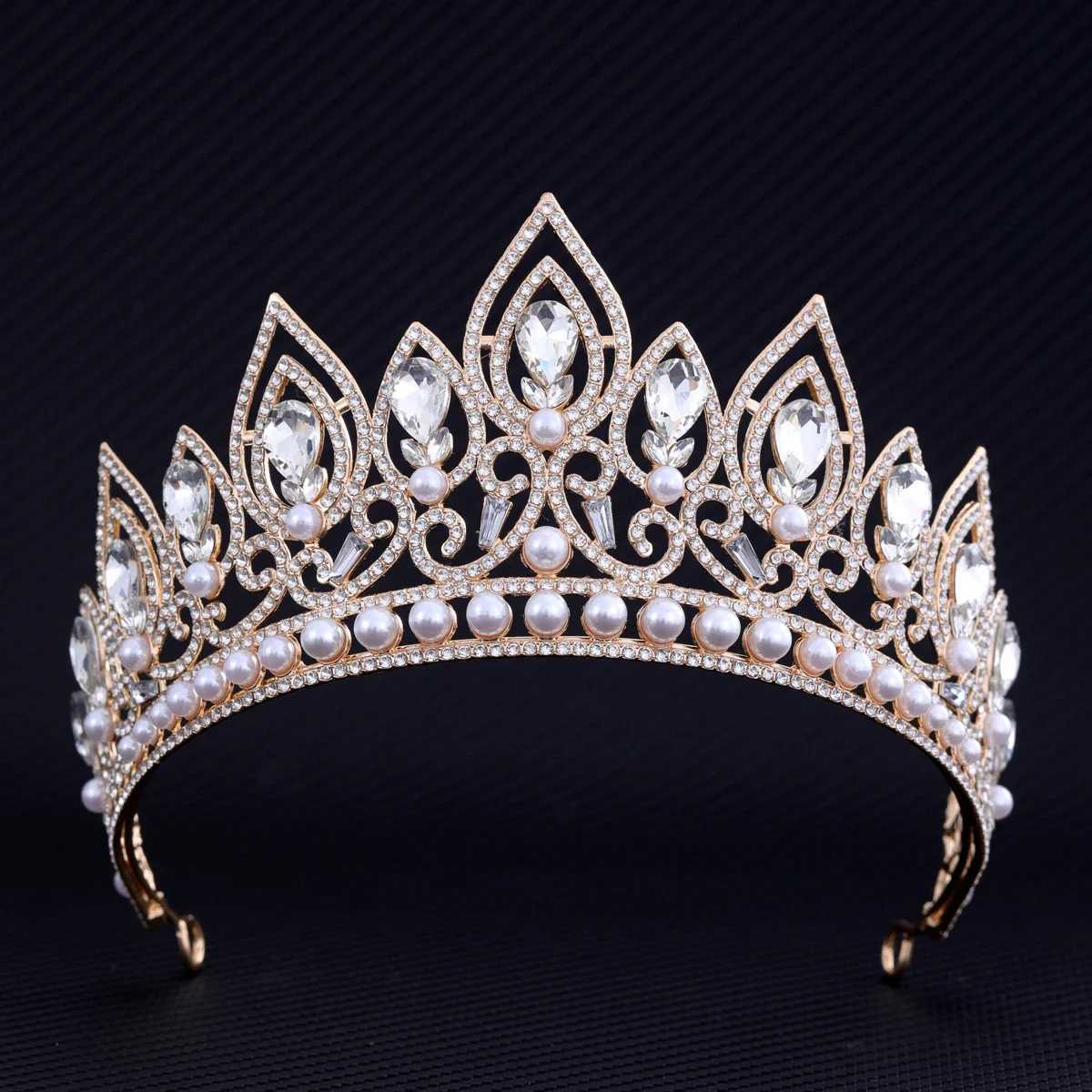 Luxury Baroque Crystal Crowns Princess Rhinestone Tiaras Bridal Pageant Prom Diadem Bride Headbands Wedding Hair AccessoriesX240913