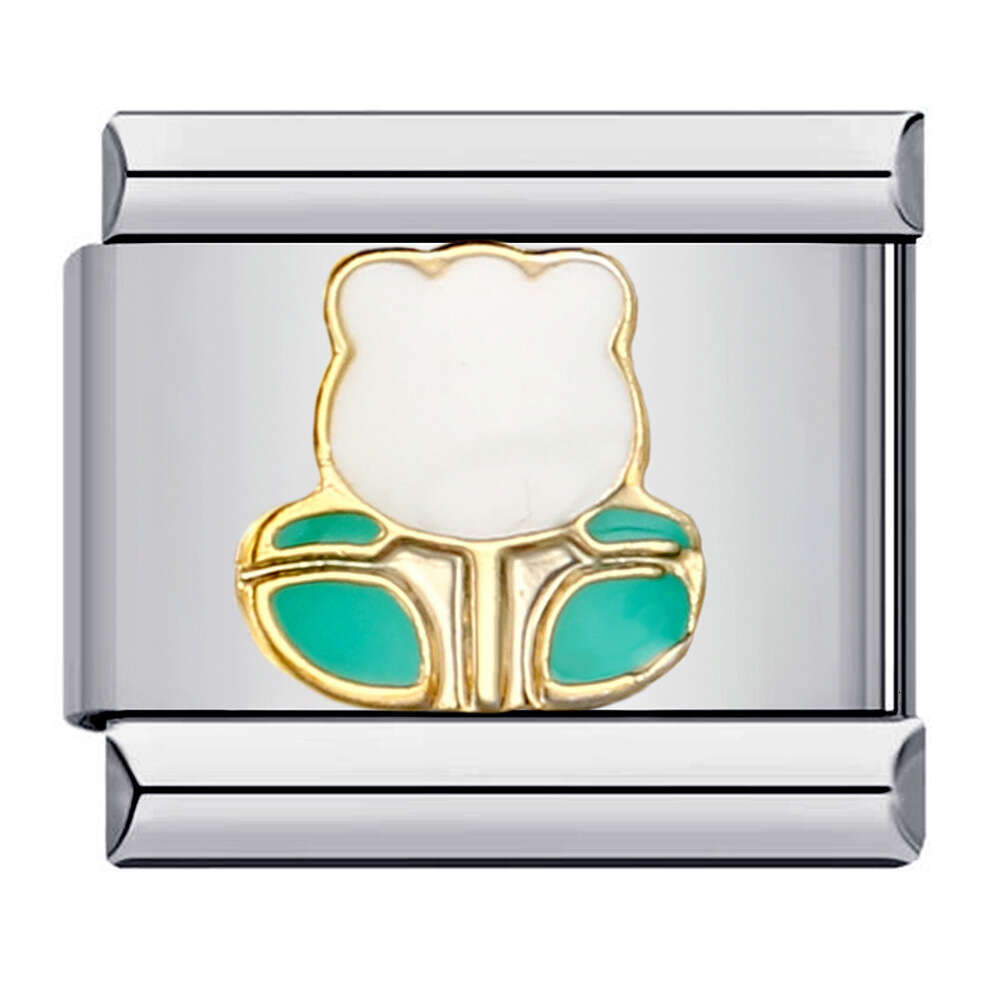 Titanium Welding Pattern Enamel Cartoon DIY Bead Bracelet Italian Charm Links Stainless Steel Fit 9Mm Jewelry Making Gifts