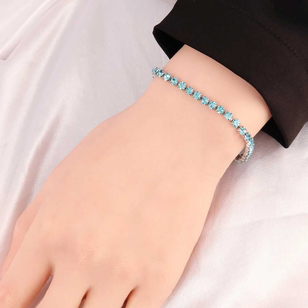 316L Stainless Steel 4mm Tennis Chain Bracelet For Women Mens Hip Hop Bracelets Luxury Color Crystal Zircon Bracelet JewelryX240913