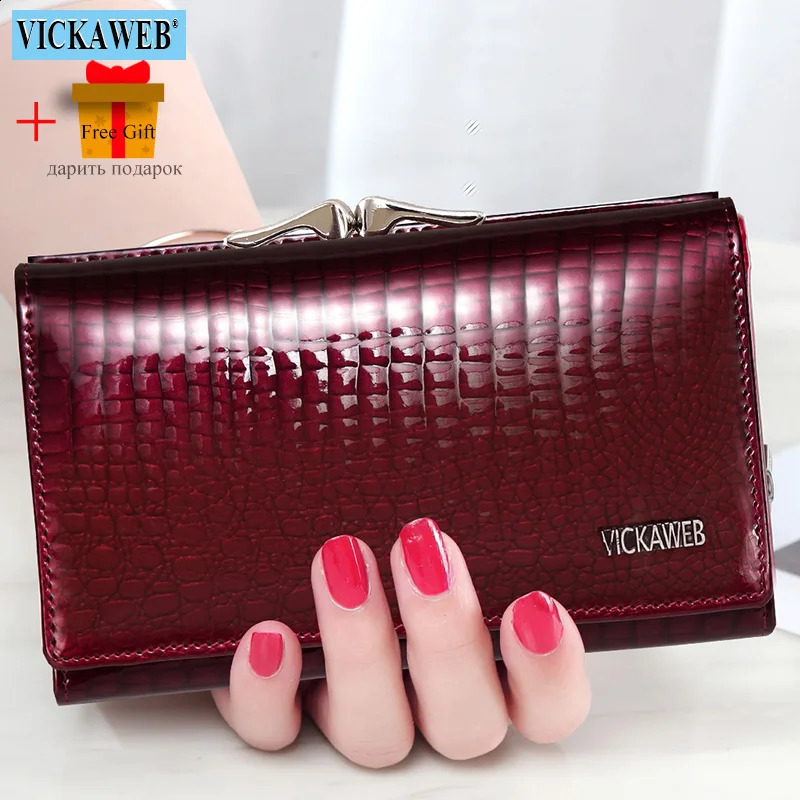 Free Gift Womens Genuine Leather Short Wallet Fashion Buckle and Zipper Mini Coin Bag AE2155 240910