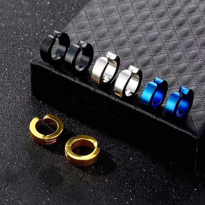 1 pair Fashion Ear Clip Non Piercing Earrings Fake Earrings for Men Circle Round Earring Punk Rock Style Jewelry GiftX240913