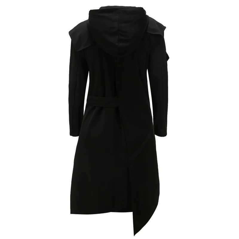 Gothic Noble Swallowtail Coats Steampunk Autumn Winter Hooded Coats Handsome Overcoats Devil Fashion Punk Jackets For Men Y240913