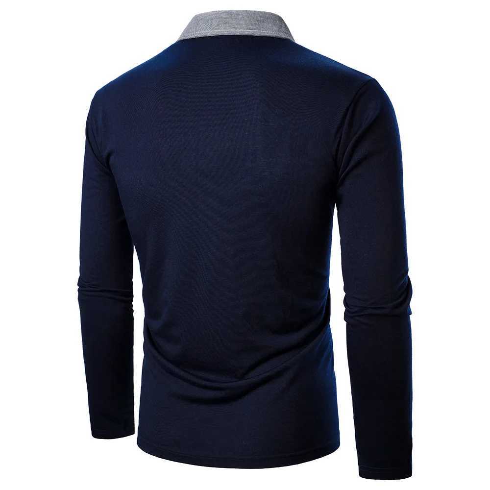 Men Polo Men Long Short Sleeve Polo Shirt Pure Color Tops New Clothing Autumn Streetwear Casual Fashion Men PoloX240912