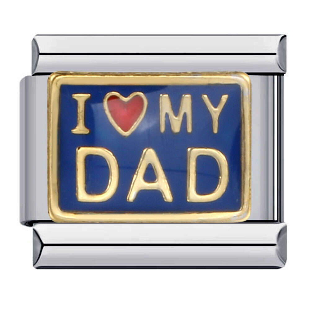 Family Member Titanium Steel Gold-Plated Welding DIY Bracelet Italian Charm Bracelet Italian Charm Links Stainless Steel Fit 9Mm Bracelet Jewelry DIY 