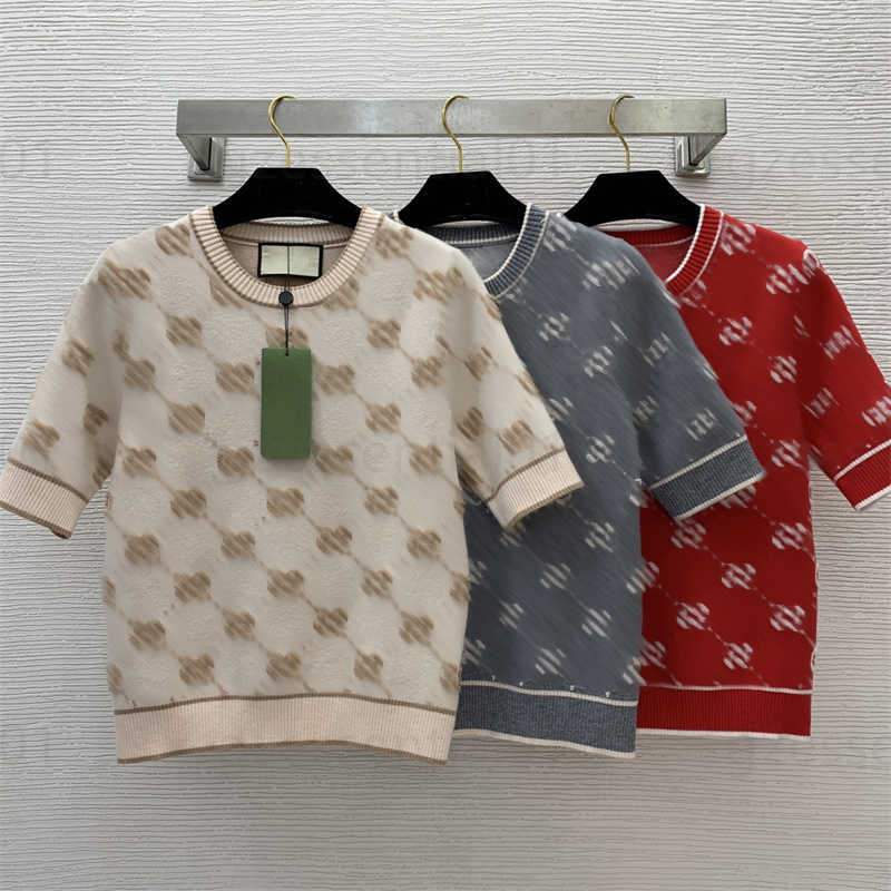 Designer Women Sweaters Knitted Sweater Tops Custom Classic Cashmere Three-dimensional Striped Edge Crew-neck Pullover Short-sleeved Sweater Top