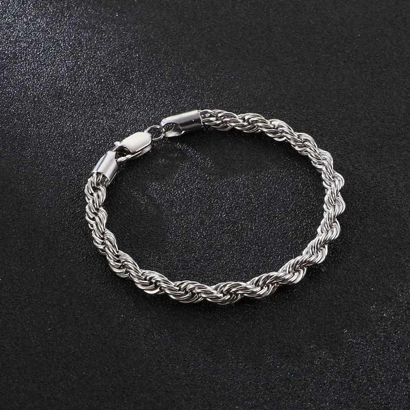 Twisted Singapore Link Chain Bracelet for Men Stainless Steel Black Hand Chain Bracelets Male Jewelry Gift WholesaleX240913