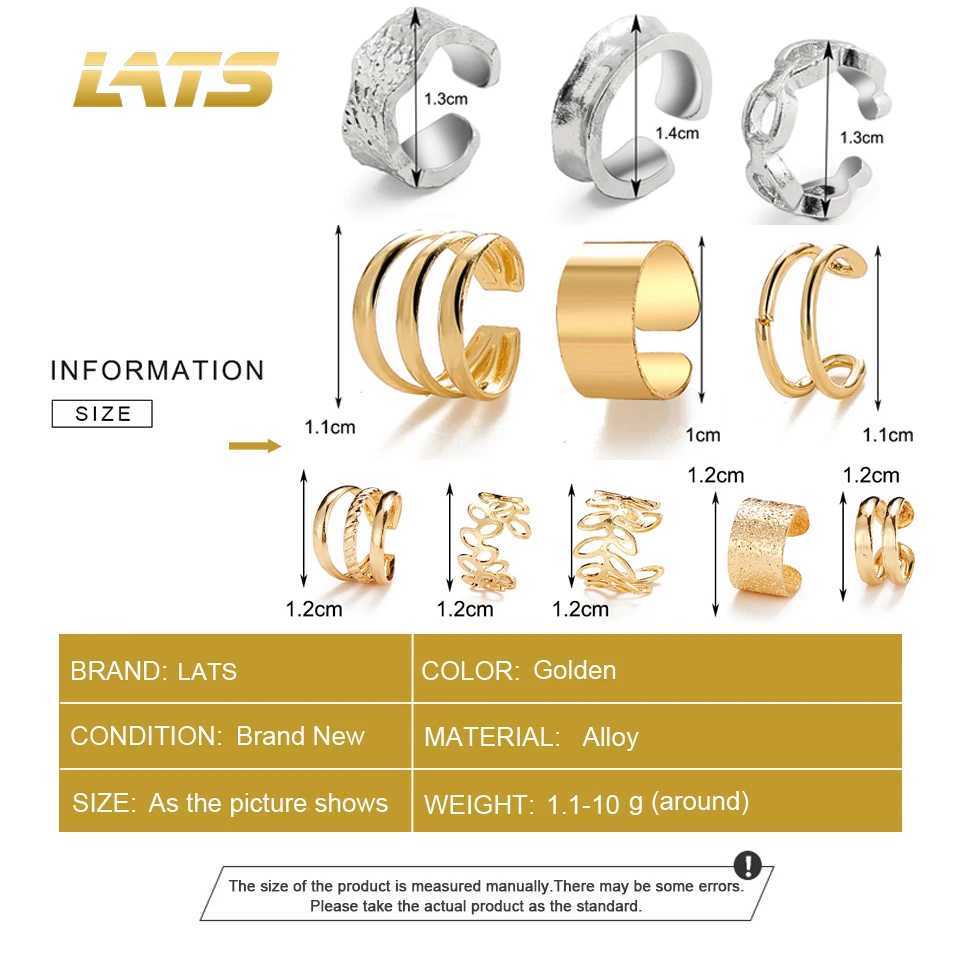 LATS Trendy Silver Color Fake Cartilage Clip Earrings for Women Men Non-Piercing Ear Clips Ear Cuff Fashion Jewelry WholesaleX240913