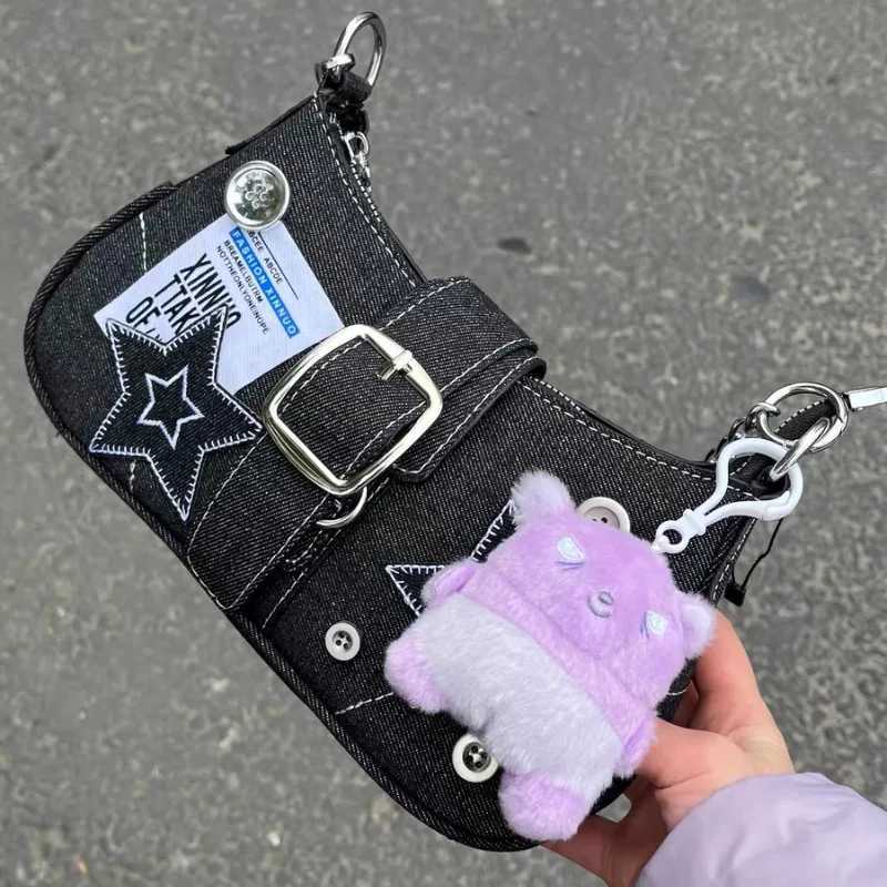 Y2k Fashion Women s Handbags Stars Pattern Cool Girls Underarm Bag Canvas Female Small Shoulder Bags Chain Tote Purses 240913