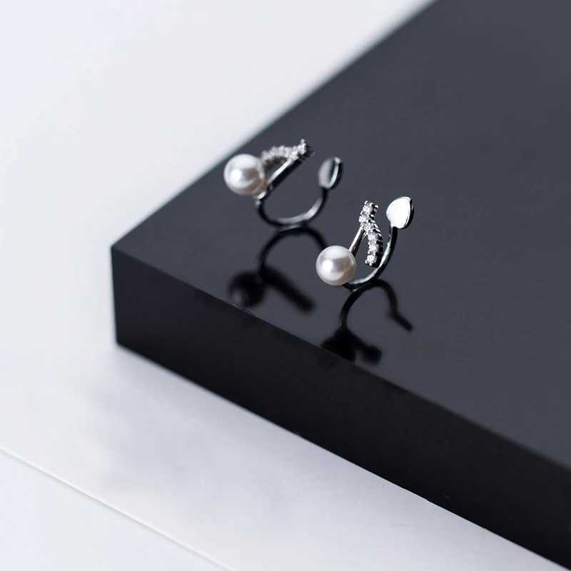 MloveAcc 100% 925 Sterling Silver CZ Musical Note Ear Cuff Clip on Earrings for Women Girl Without Piercing Earing Pearl JewelryX240913