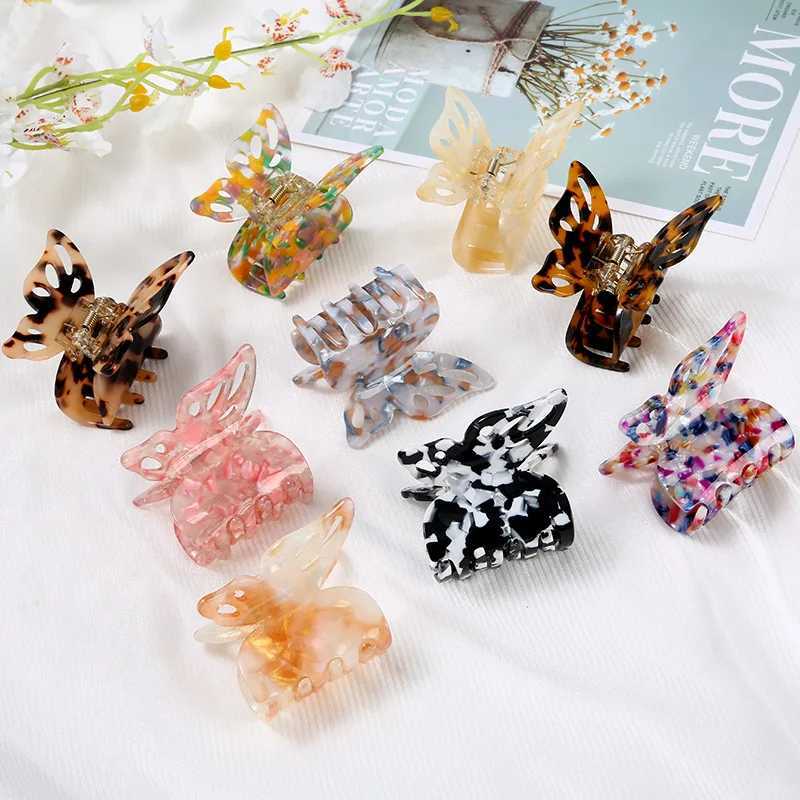 Fashion Hair Clips for Girls Hair Claw Elegant Colorful Butterfly Shape Acetate Hair Clip Women Crab Hair Clip Hair AccessoriesX240912