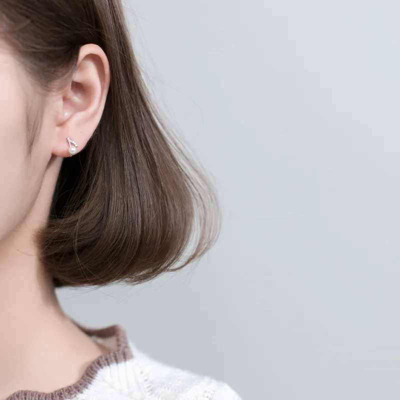 MloveAcc 100% 925 Sterling Silver CZ Musical Note Ear Cuff Clip on Earrings for Women Girl Without Piercing Earing Pearl JewelryX240913